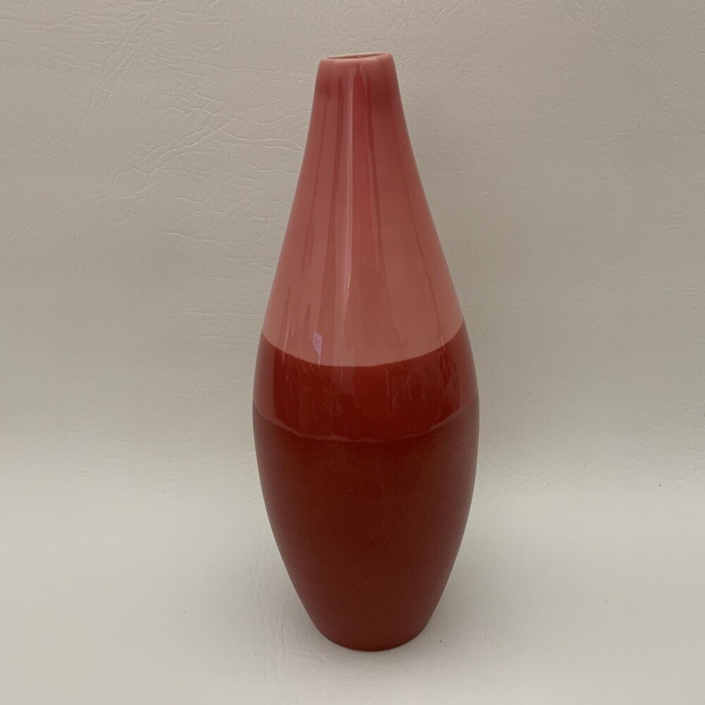 Pottery Vase Pink Made in Portugal 10.5" Tall